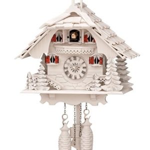 שעון קוקייה היער השחור BLACK FOREST תוצרת גרמניה 444/3Q בלבן Engstler